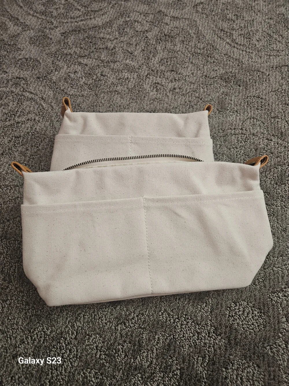 2 Canvas Inner Bag Zipper Clutch Bag Multifunctional Cosmetic Bag, Beige